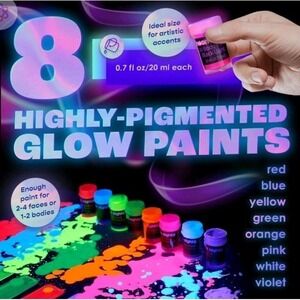 Neon Nights NEW UV Body Face Paint 2‎ Sets Of 8 Blacklight Glow Makeup 0.7 Fl Oz